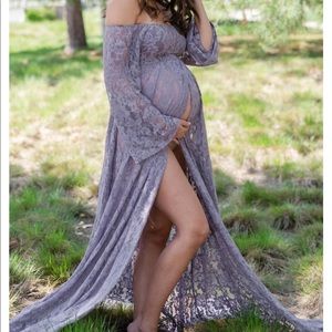 PinkBlush Lilac Lavender Maternity Lace Dress SM